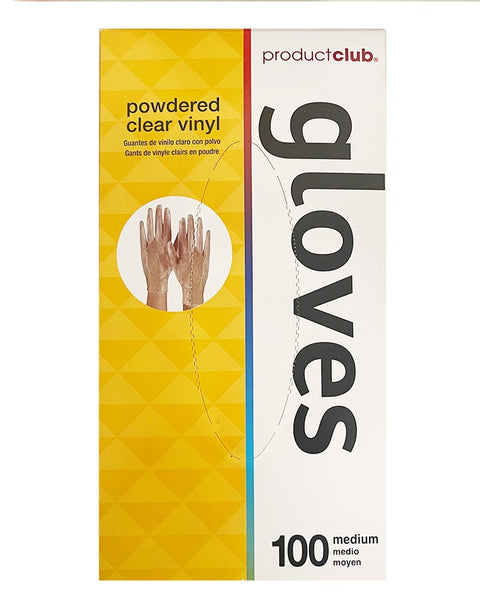 Product Club Gloves Vinyl Powdered Clear Medium Box/100