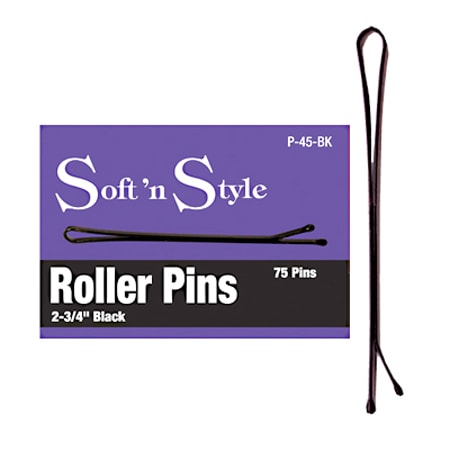 Burmax Soft N' Style Roller Pins 2-3/4" - Black - Ball Pointed - 75 Pins