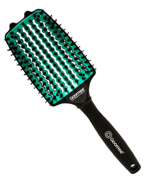 Goomee Miracle Detangling Brush Nylon Boar Bristles Green with Goomee Hair Ties