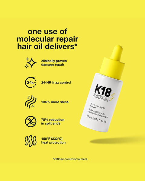 K18 Biomimetic Hairscience Molecular Repair Hair Oil .34 oz