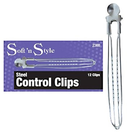 Burmax Soft N' Style Stainless Steel Control Clips - 12 Clips