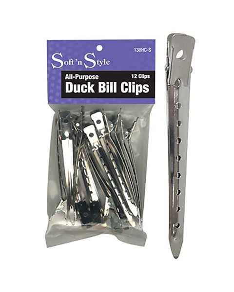 Burmax Soft N' Style Duck Bill Clips - Steel 12/bag - United Hair Salon Supplies